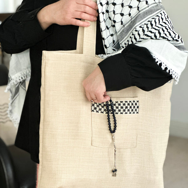 Tatreez Tote Bag - Hand Embroidered Tatreez Tote