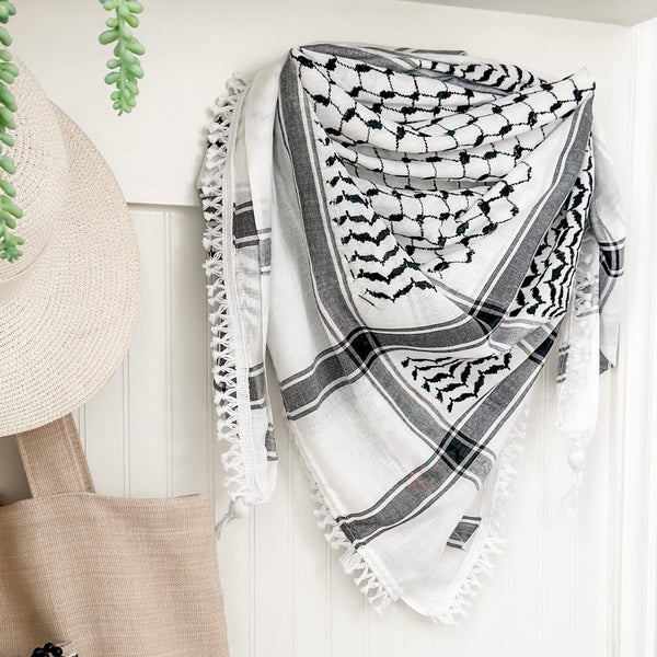 Black and White Hirbawi® Kufiya - Traditional Kuffiyeh
