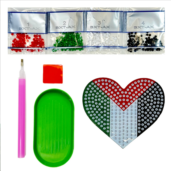 Diamond Art Kit - Palestine Flag Heart Acrylic Magnet