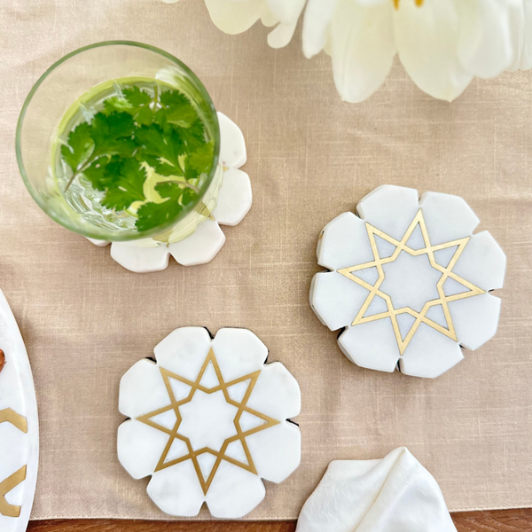 WithASpin Marble Coaster Set - Geometric pattern