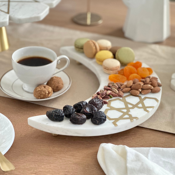 Marble serving tray - Crescent Moon serving tray - WithASpin