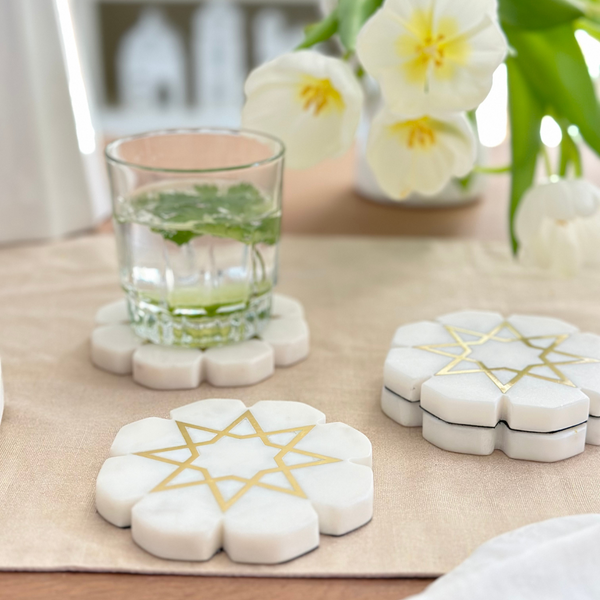 Marble Coaster Set - Geometric pattern