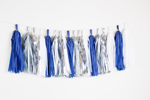Navy white and silver tassle garland - Ramadan night tassle garland