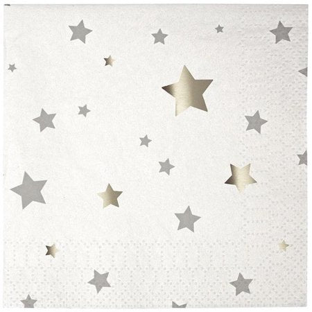Sparkle Silver Foil Star Napkin - Islamic Party Napkins