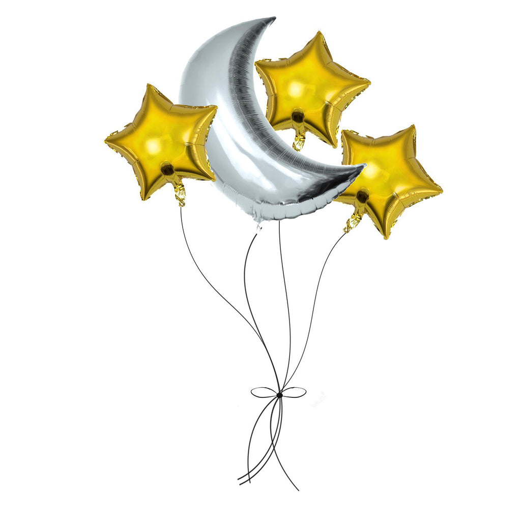 Hilal Mylar Balloon set - Moon and star balloon bouquet