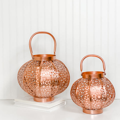 Qamar Metal Lantern - Rose Gold