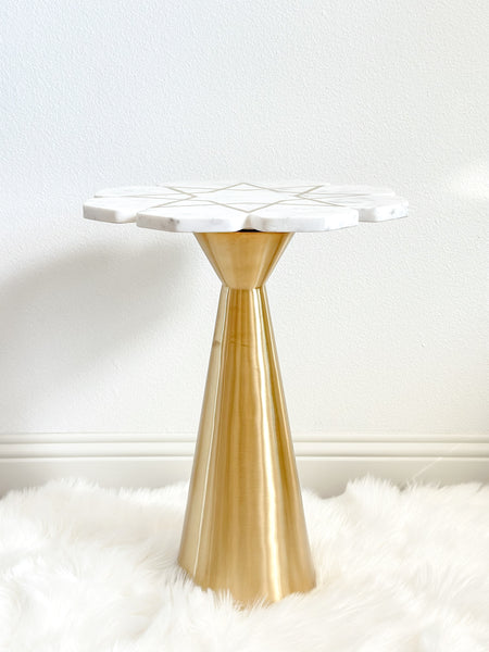 Zahra Side Table with Islamic Geometric Metal Inlay