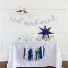 Eid Garland - Cursive Glitter Letters - Silver
