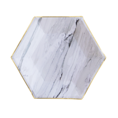 Marble and Gold Hexagon Paper Plates - small